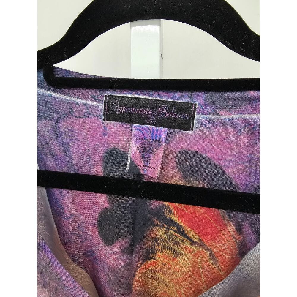 Y2K Appropriate Behavior Women Sz XL Short sleeve T Shirt Purple Butterfly - Picture 3 of 4